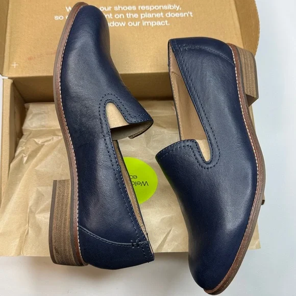 Earth Women's Edna Flat Slip-On Wide Width Loafers- Dark Blue- Size 8W - Picture 8 of 11